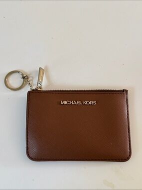 Michael Kors Brown Leather Card Holder with Key Ring